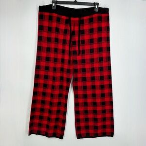 Natural Reflections Lounge Womens XXL Pull-On Pants Red Buffalo Check Wide Leg